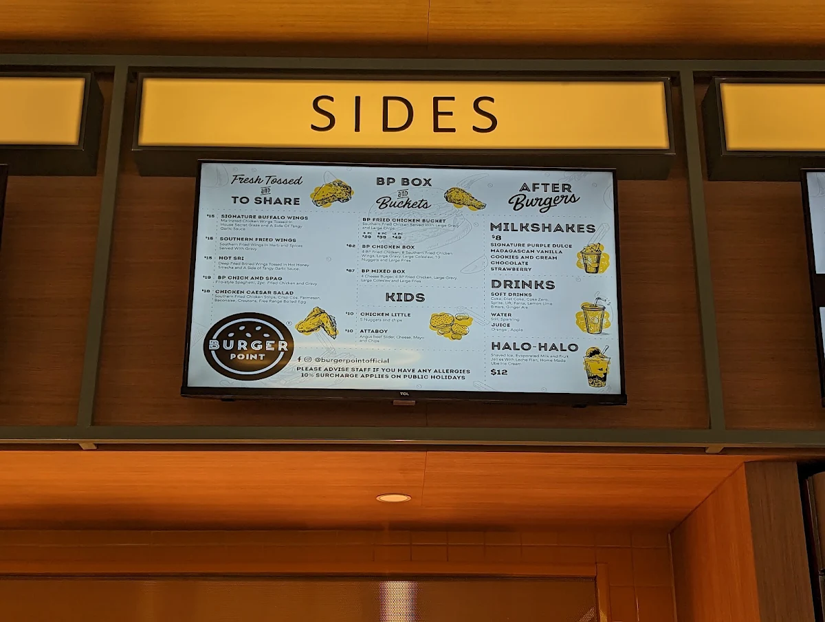 Menu, Burger Point Penrith