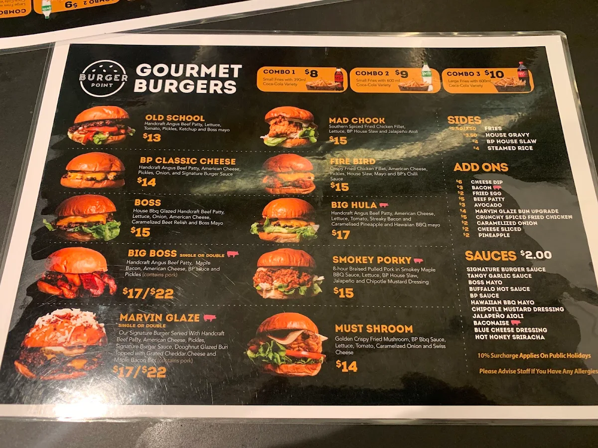 Menu, Burger Point Penrith