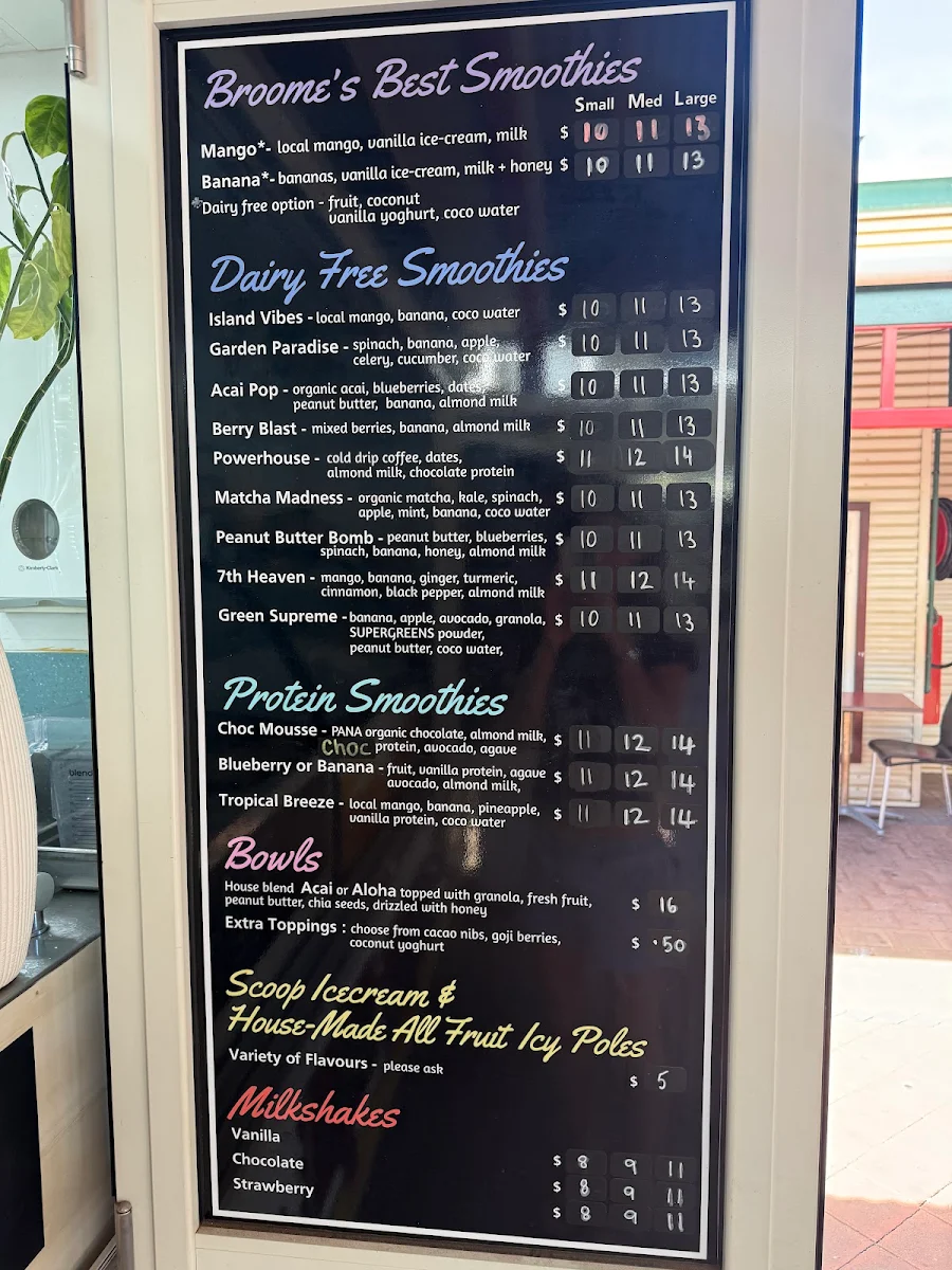 Menu, fresco hut