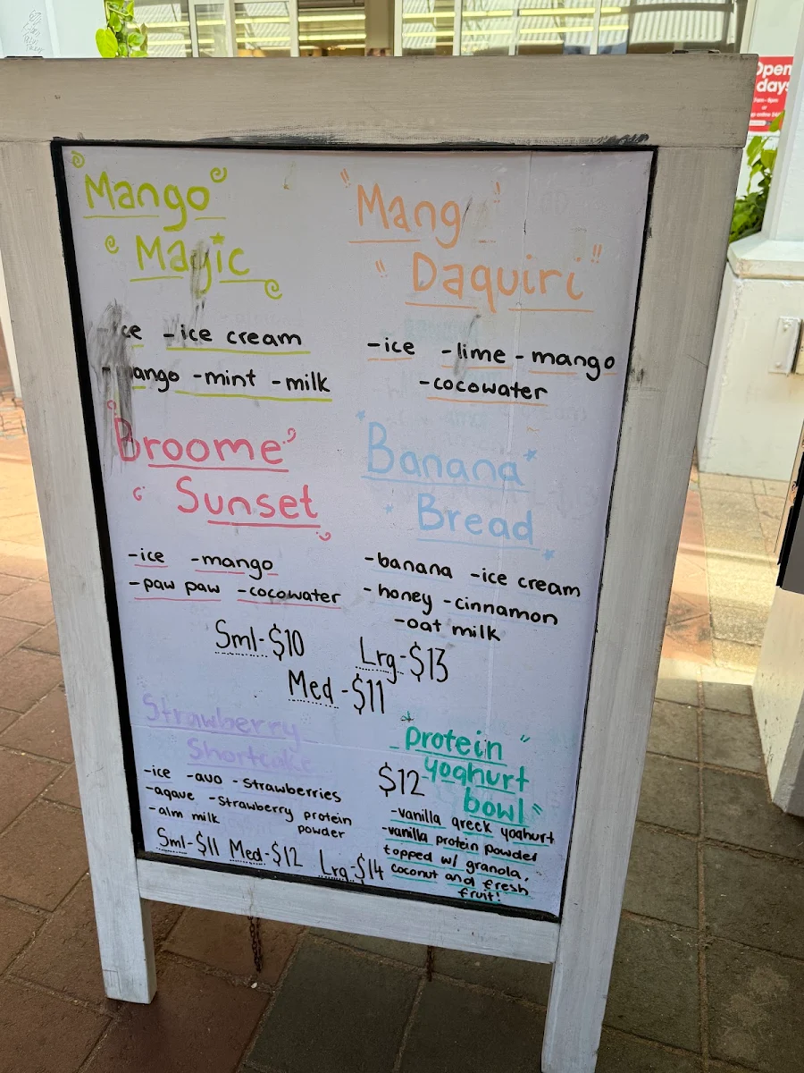 Menu, fresco hut