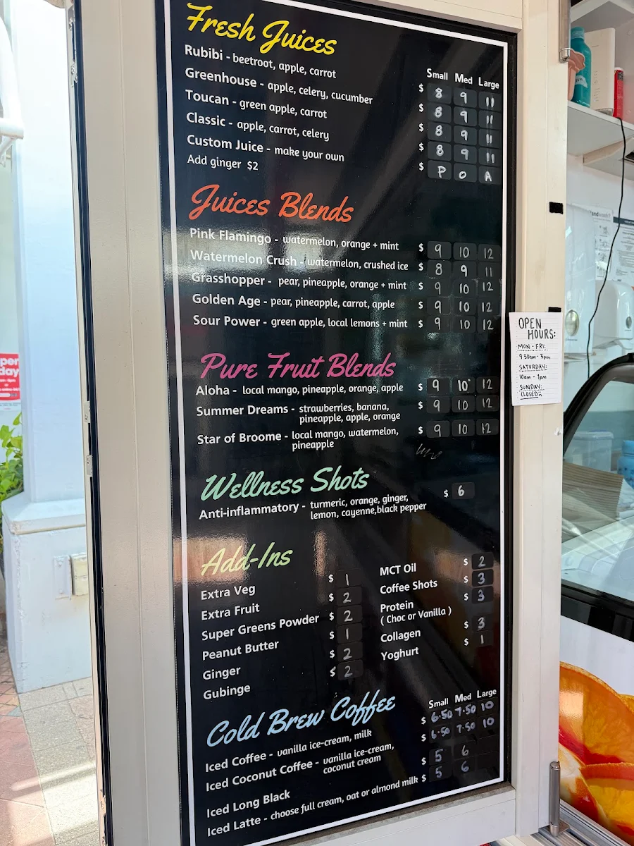 Menu, fresco hut