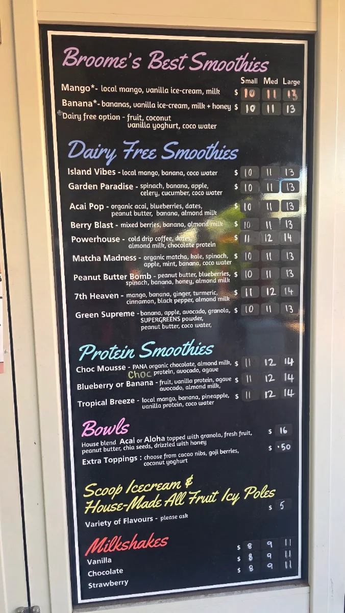 Menu, fresco hut