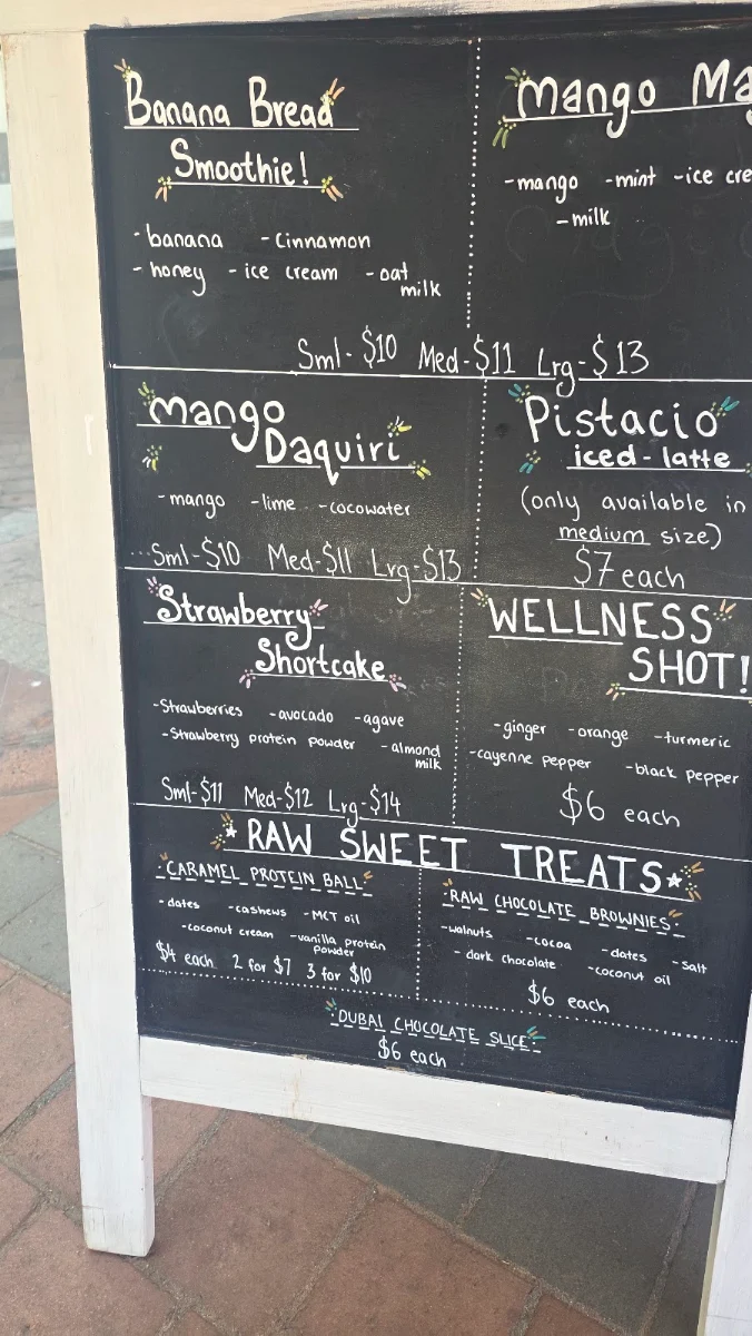 Menu, fresco hut