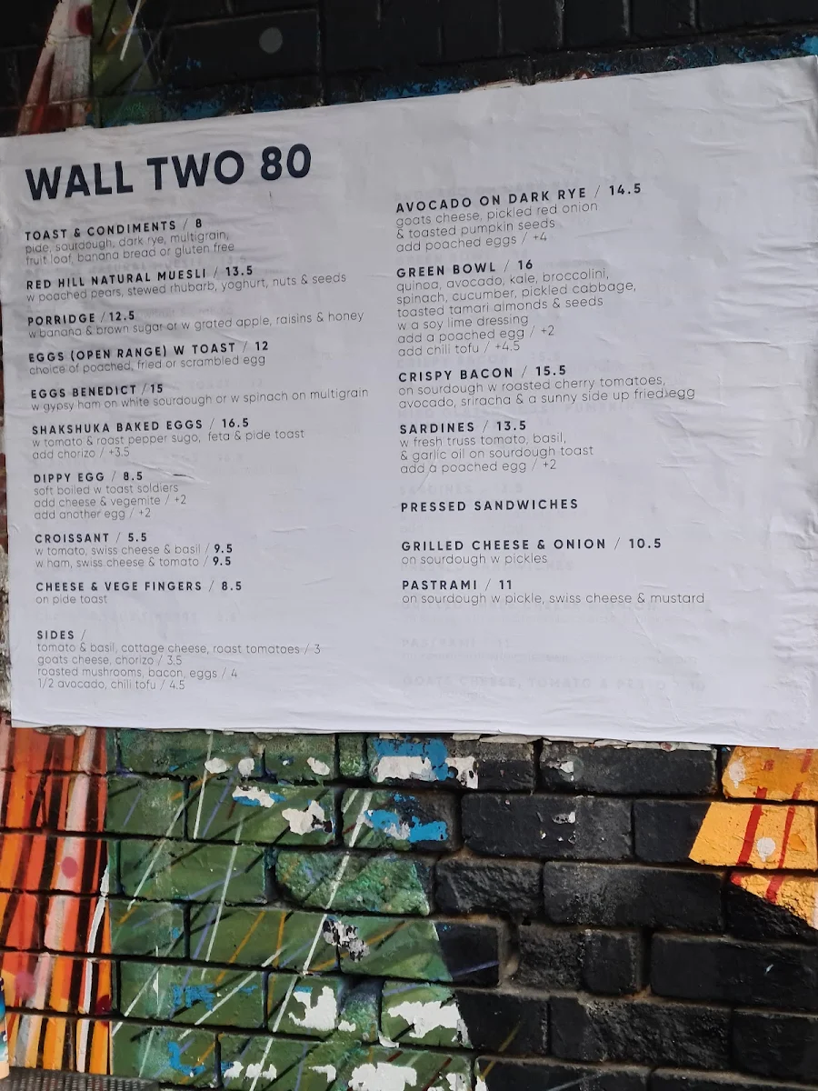 Menu, Wall Two 80