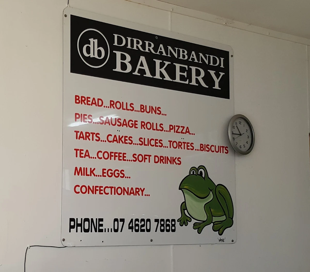Menu, Dirranbandi Bakery