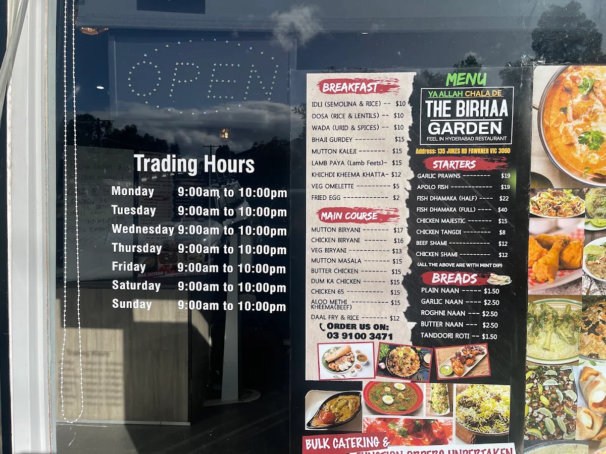 Menu, The Birhaa Garden