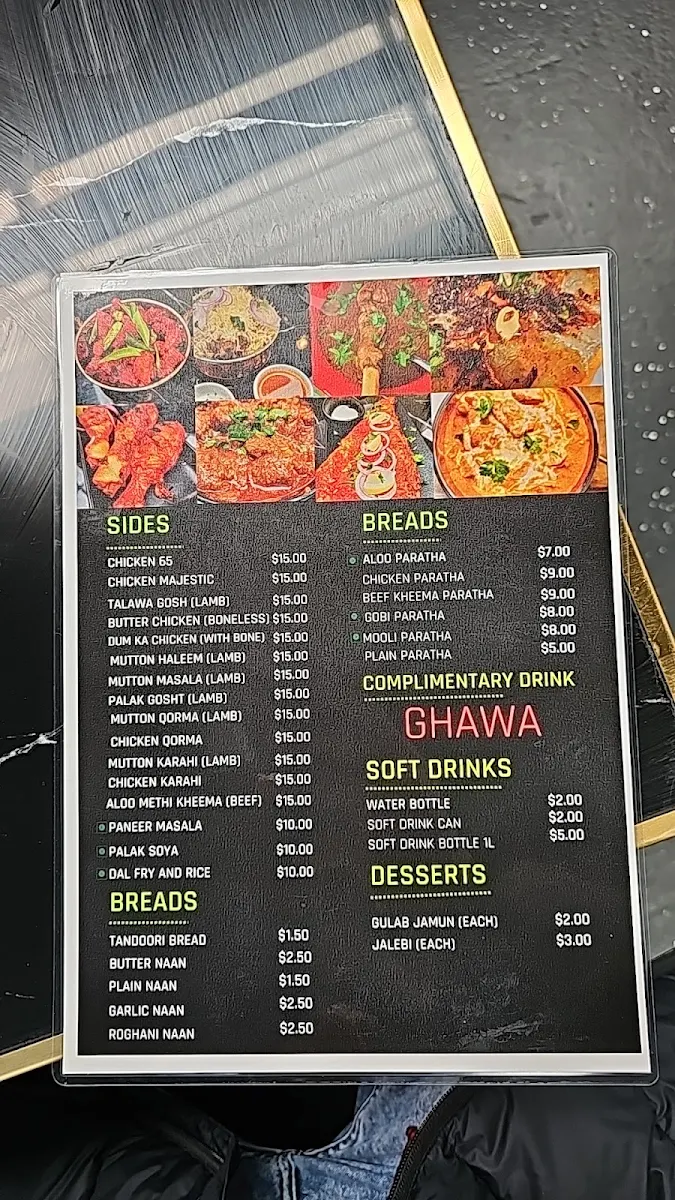 Menu, The Birhaa Garden