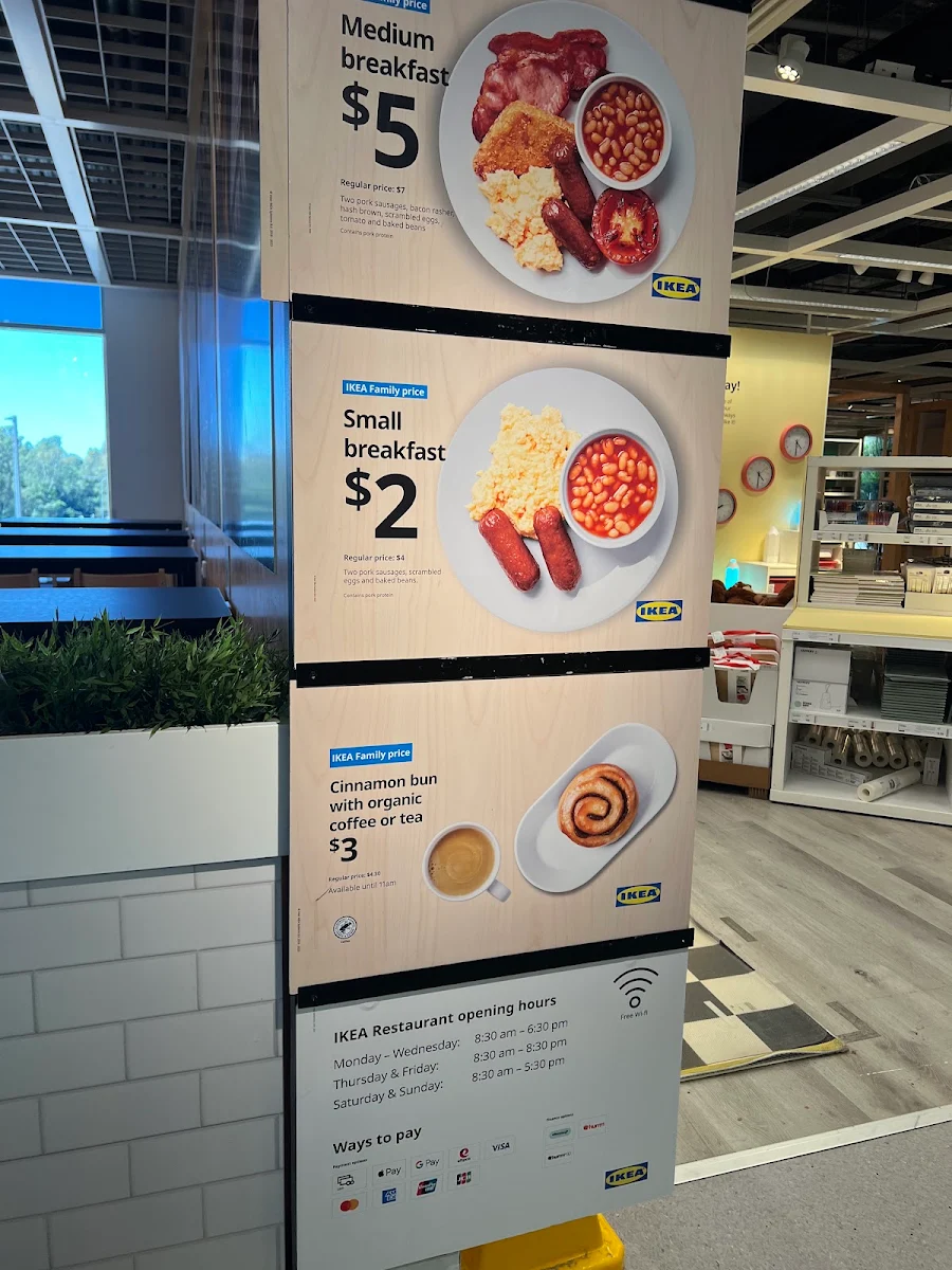 Menu, IKEA Restaurant