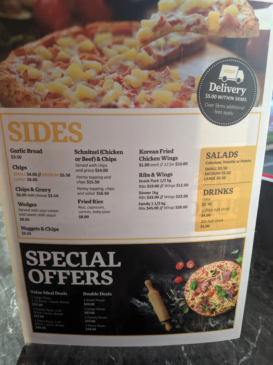 Menu, St Clair Pizza