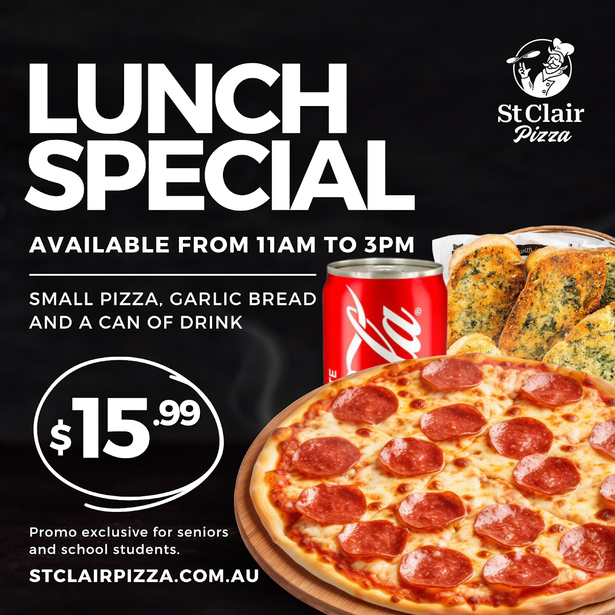Menu, St Clair Pizza