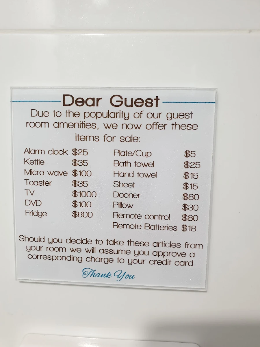 Menu, Grand Hotel & Studios Wyong