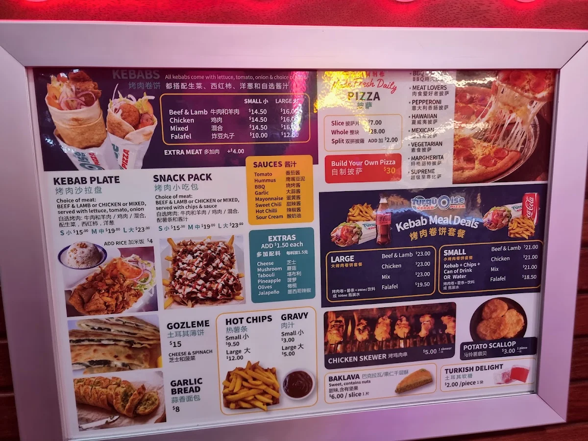 Menu, Turquoise Kebab Pizza