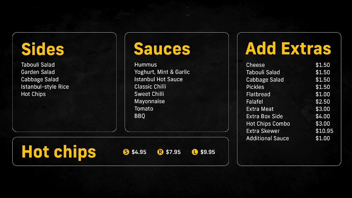 Menu, Eat Istanbul (Macquarie University)