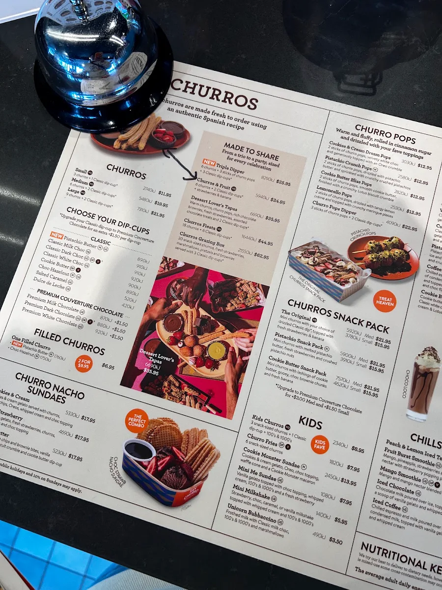 Menu, San Churro Launceston