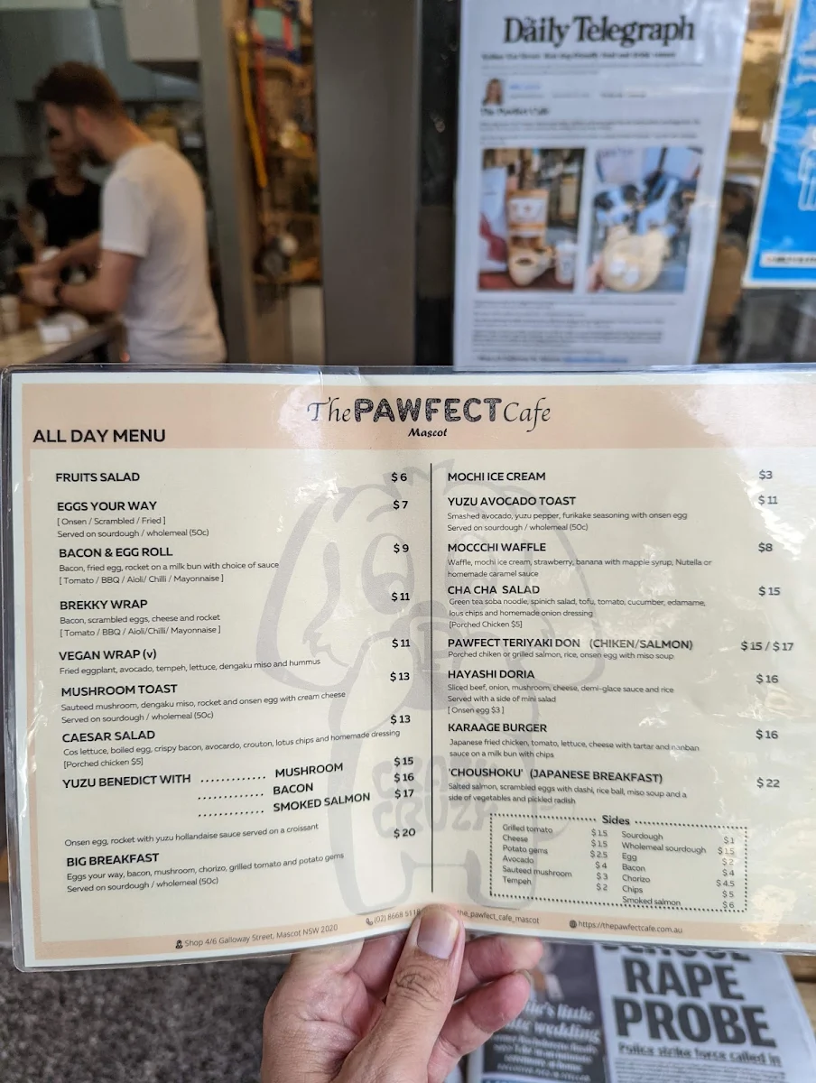 Menu, The PAWFECT Cafe Mascot