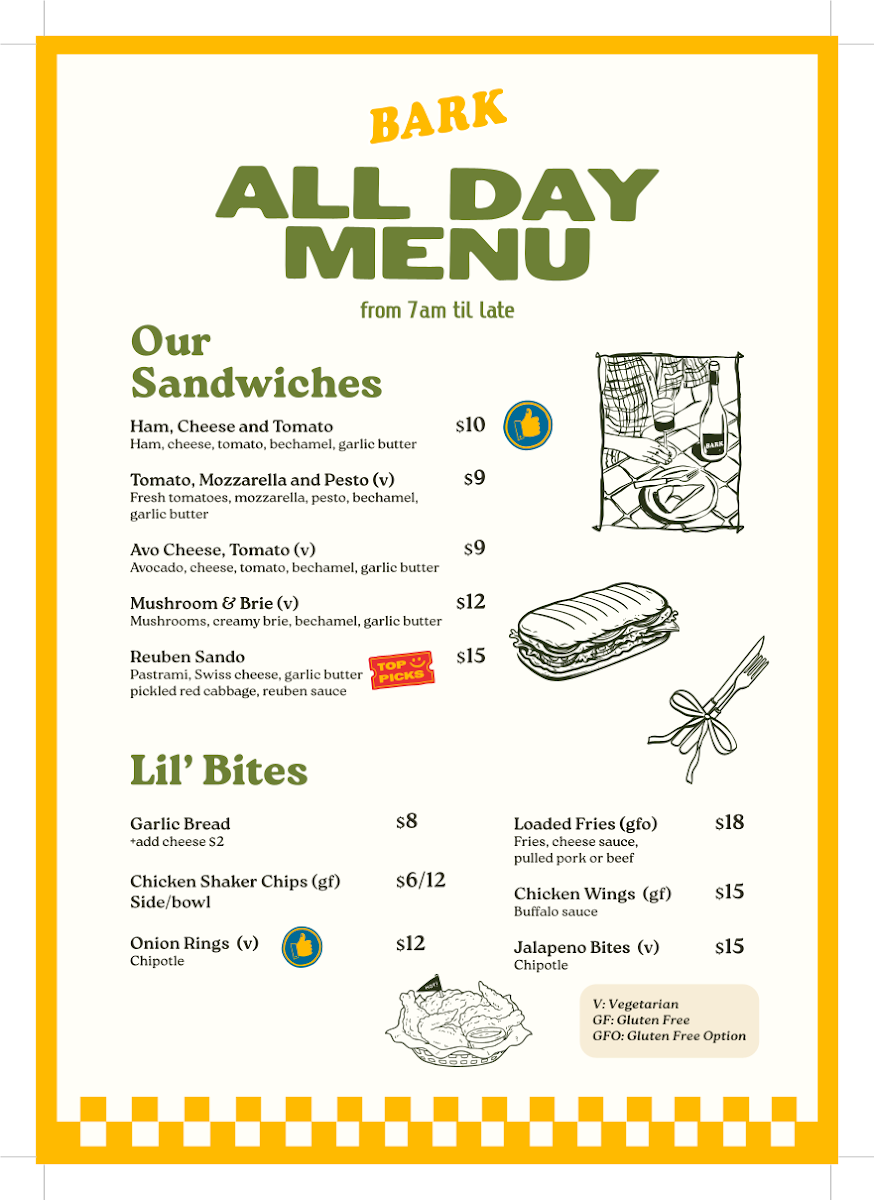 Menu, Bark