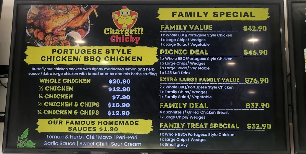 Menu, Chargrill Chicky Miranda