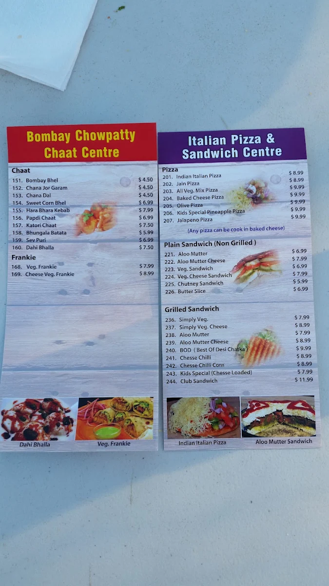 Menu, Desi Chatka Egg Centre