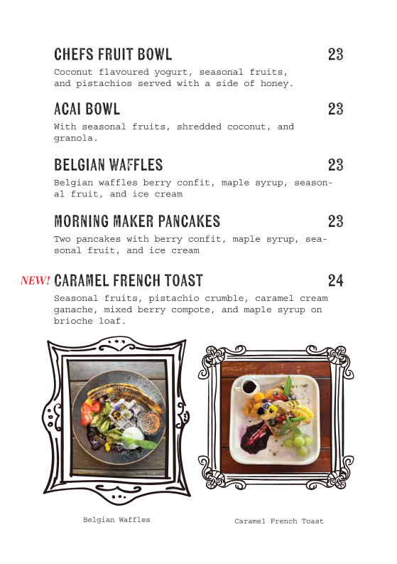 Menu, Cafe Once Upon a Time Normanhurst