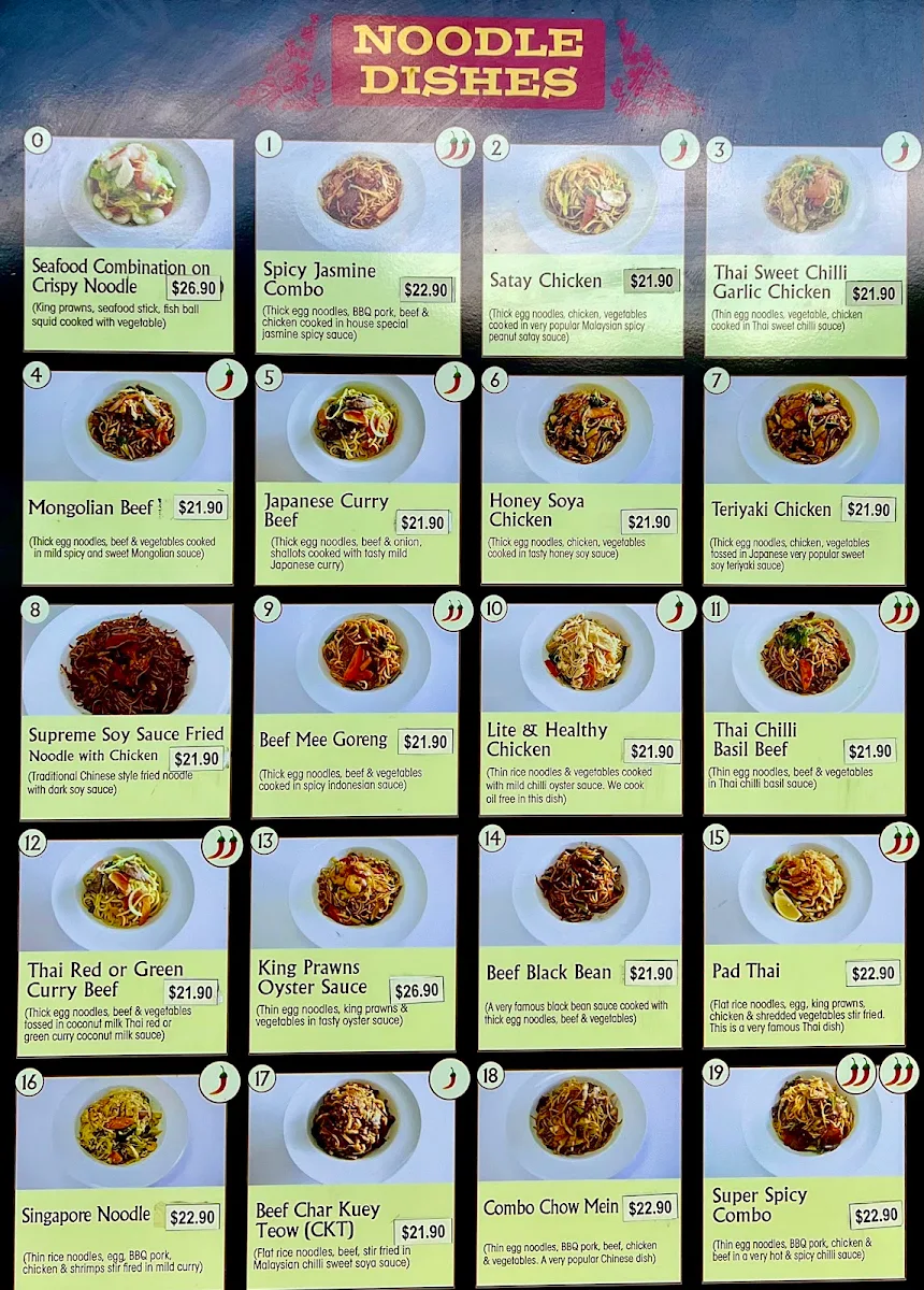 Menu, Lais Noodle Place