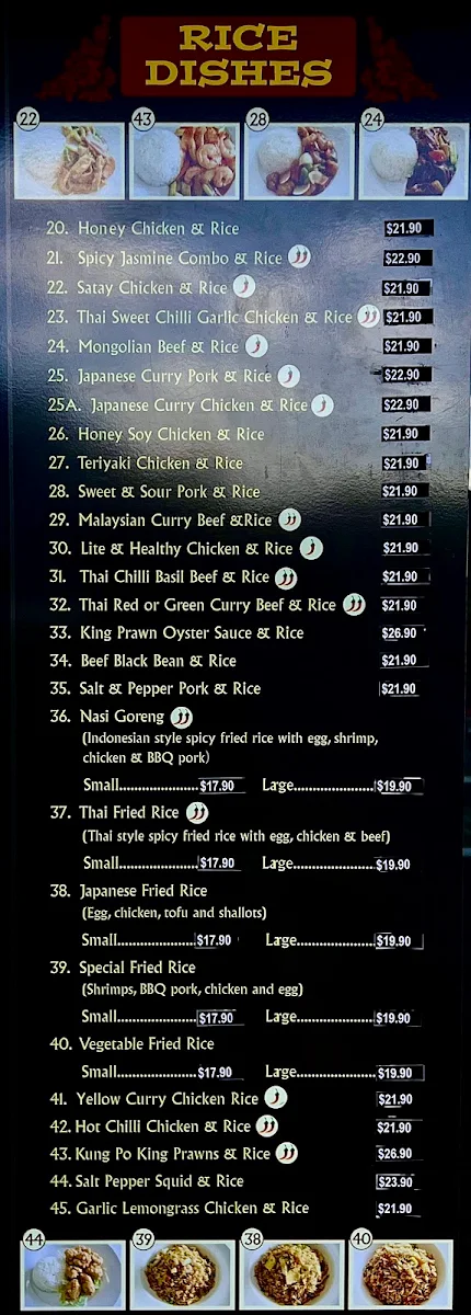 Menu, Lais Noodle Place