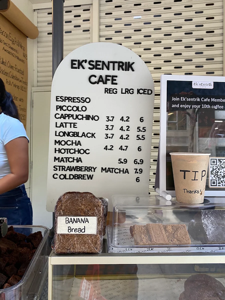 Menu, Ek'sentrik Cafe Kent Street