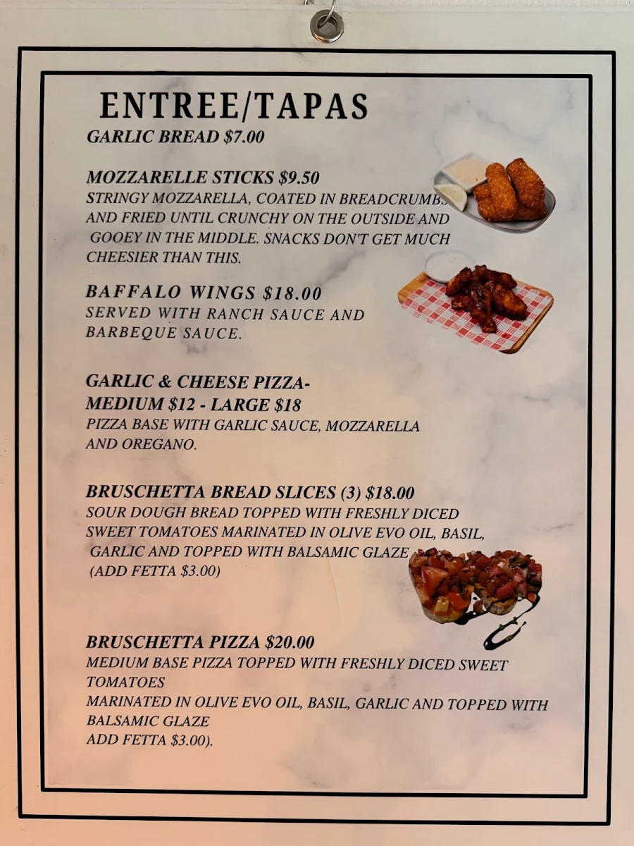 Menu, The Urban Flames Pizzeria