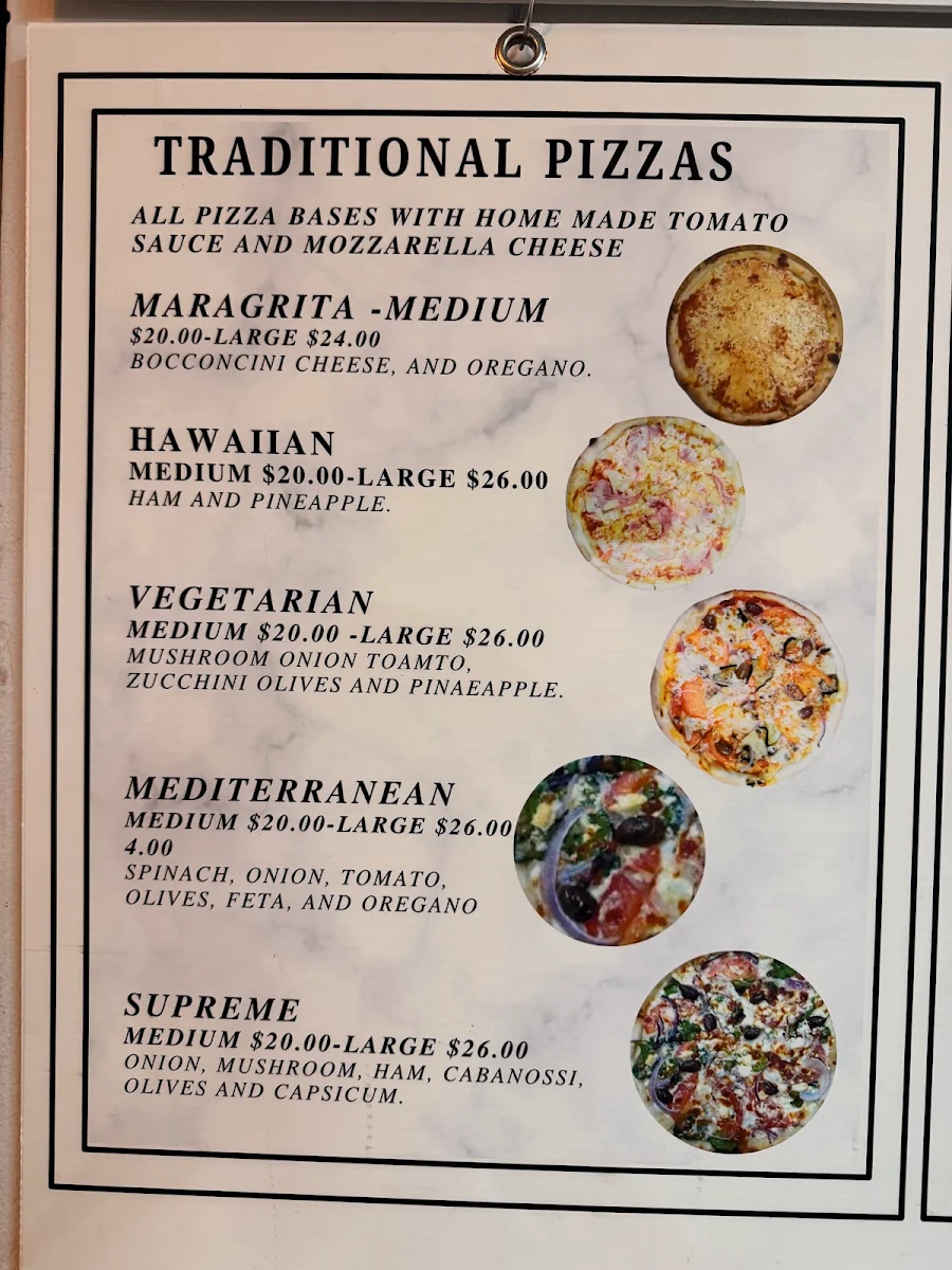 Menu, The Urban Flames Pizzeria