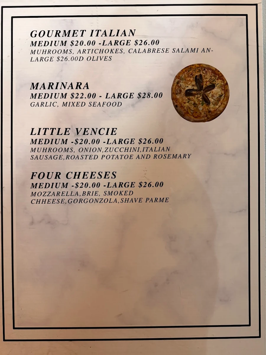 Menu, The Urban Flames Pizzeria