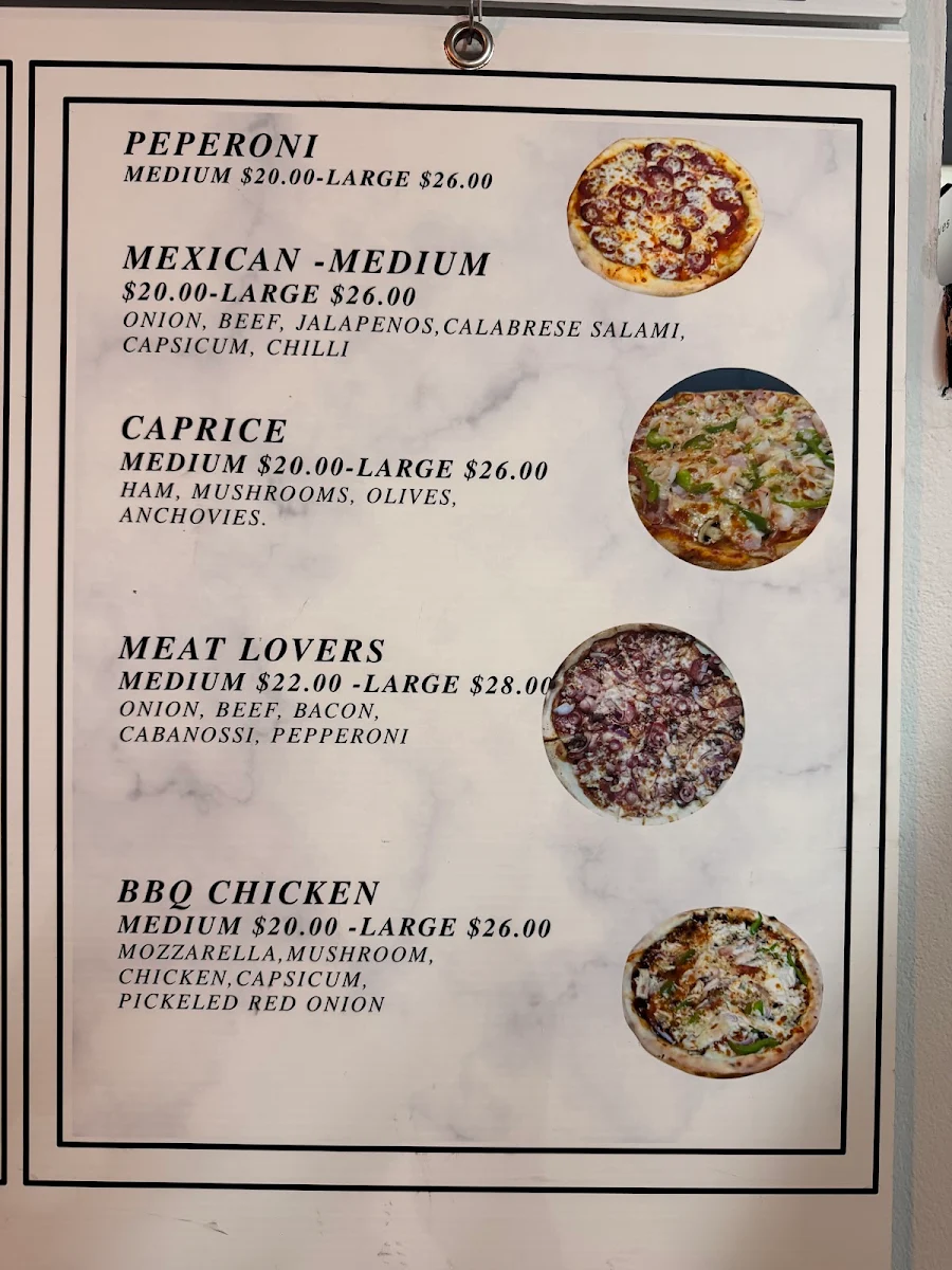Menu, The Urban Flames Pizzeria