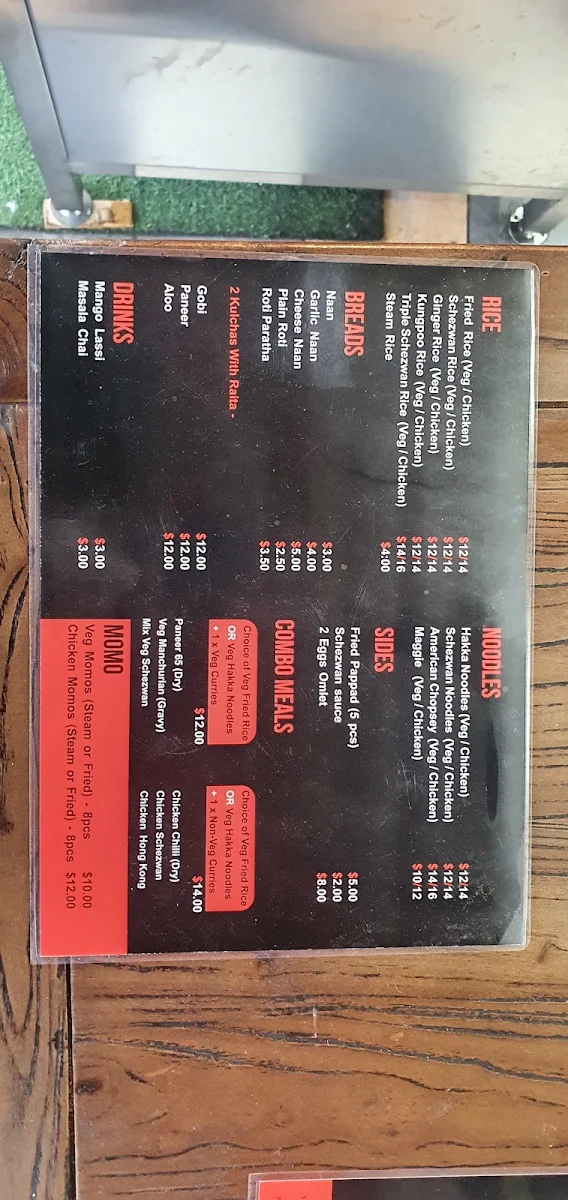 Menu, Shri Apna Adda Harris Park