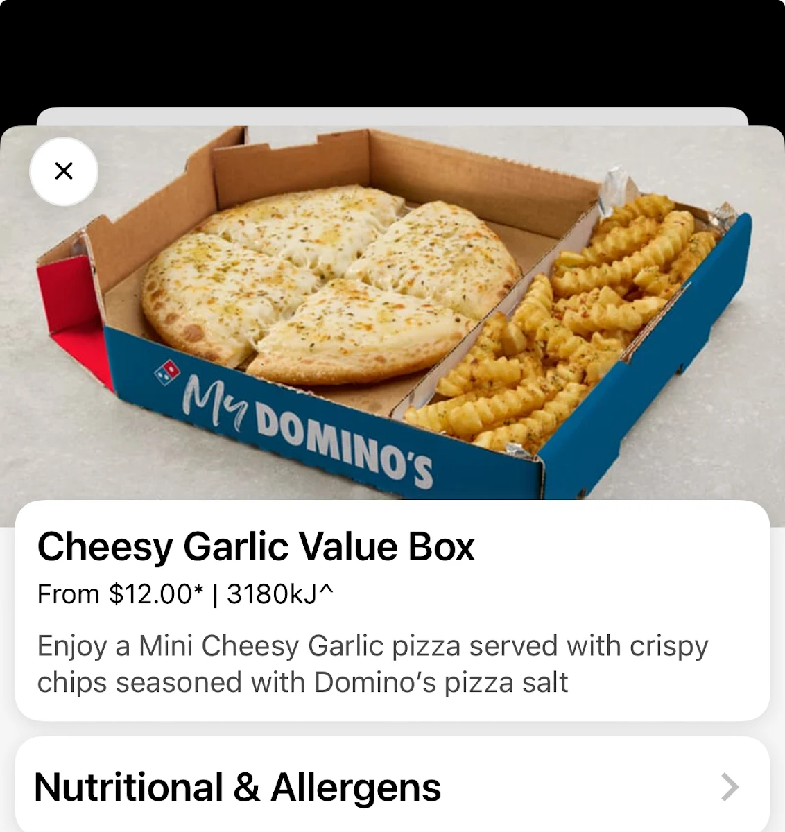 Menu, Domino's Pizza Greenacre