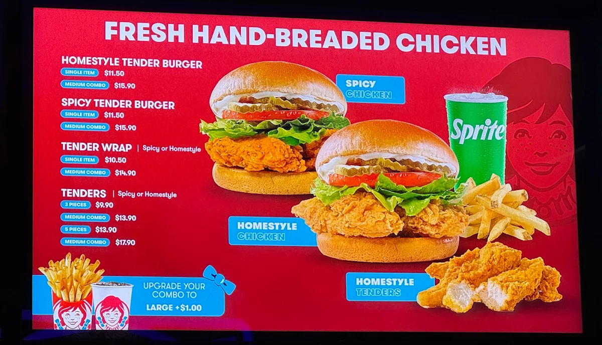 Menu, Wendy’s Cavill Ave