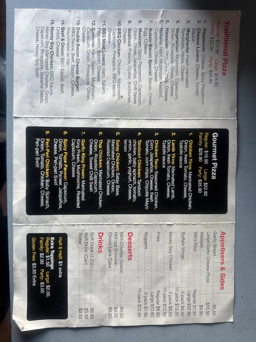 Menu, Blackforest Pizza Bar