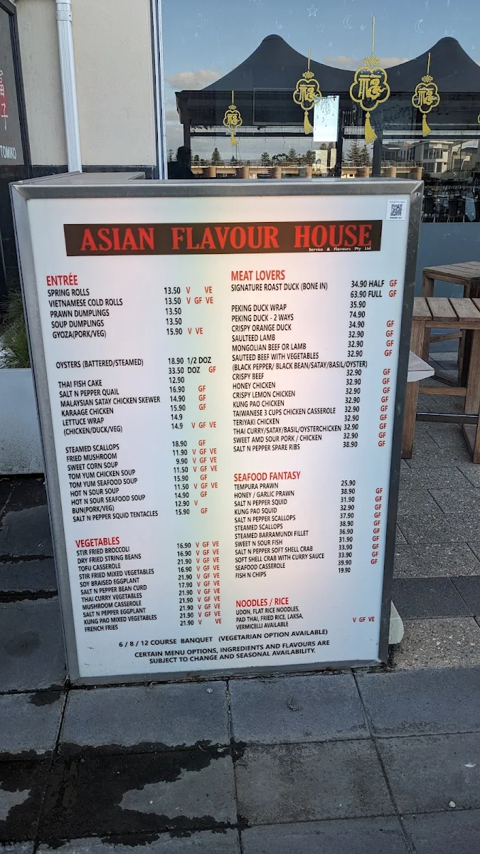 Menu, Marina Sunset Bar