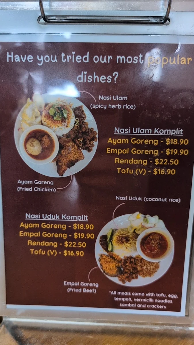 Menu, Pondok Betawi Indonesian Restaurant
