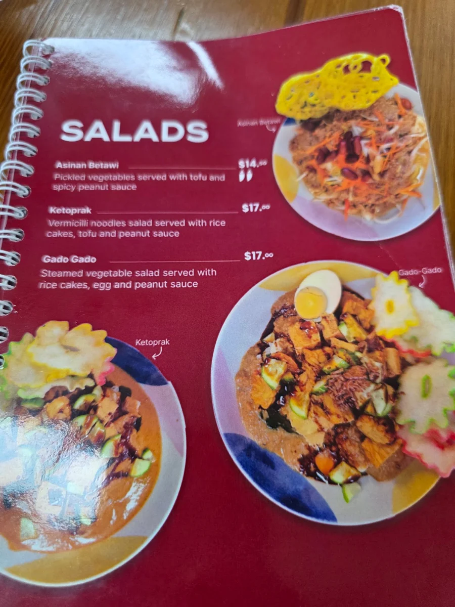 Menu, Pondok Betawi Indonesian Restaurant