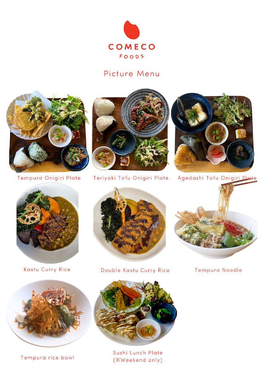 Menu, Comeco Foods Cafe