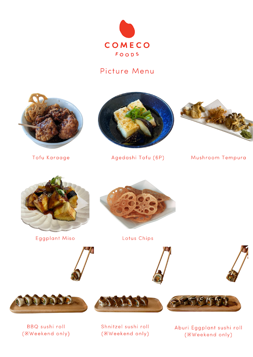 Menu, Comeco Foods Cafe