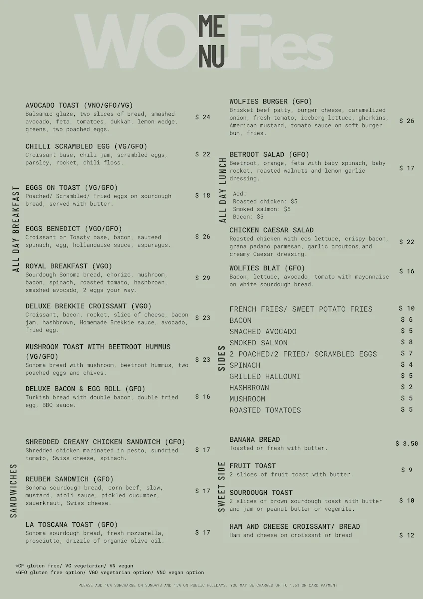 Menu, Wolfies
