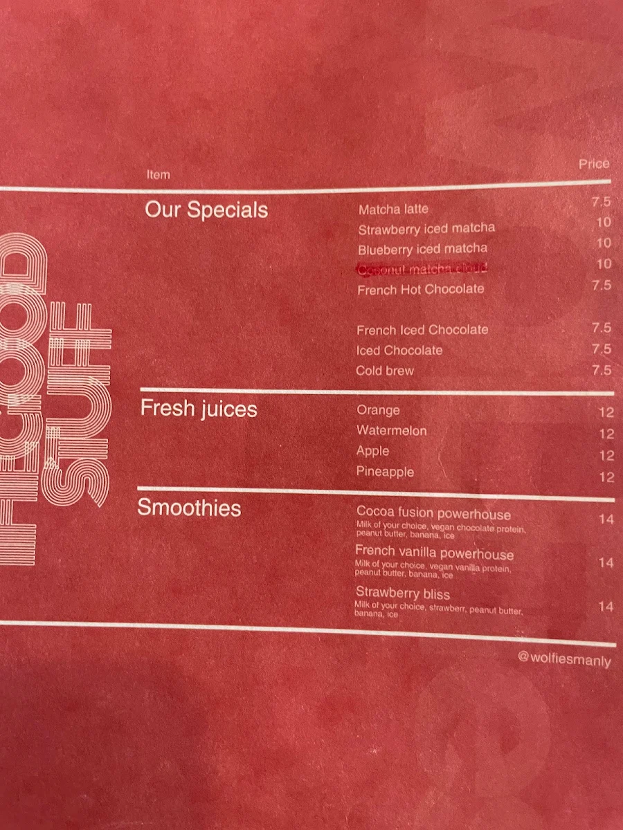 Menu, Wolfies