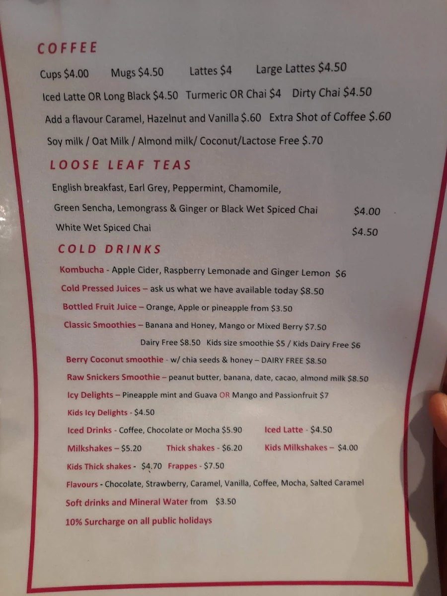 Menu, Bittersweet Cafe Patisserie
