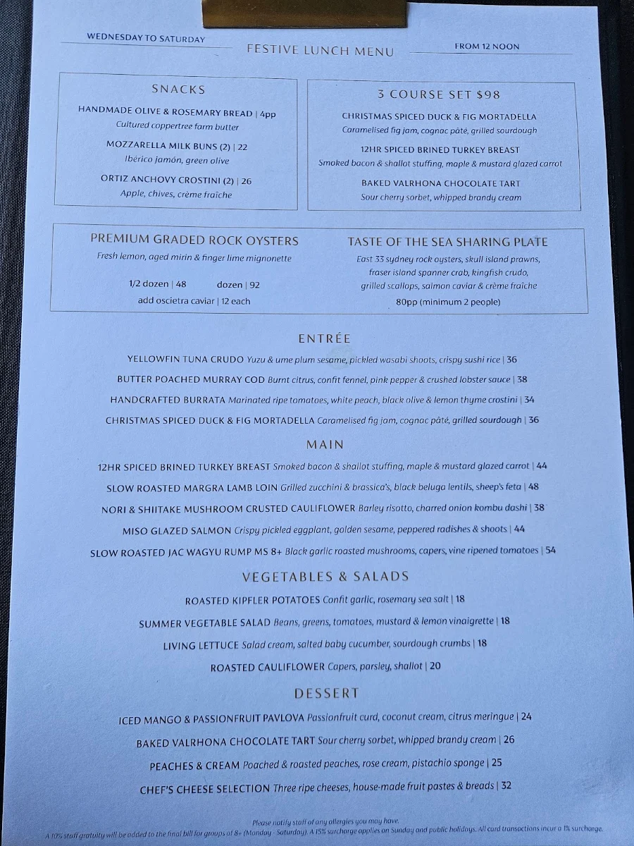 Menu, O Bar and Dining