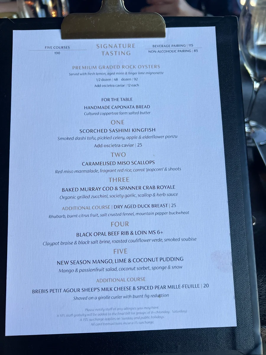 Menu, O Bar and Dining
