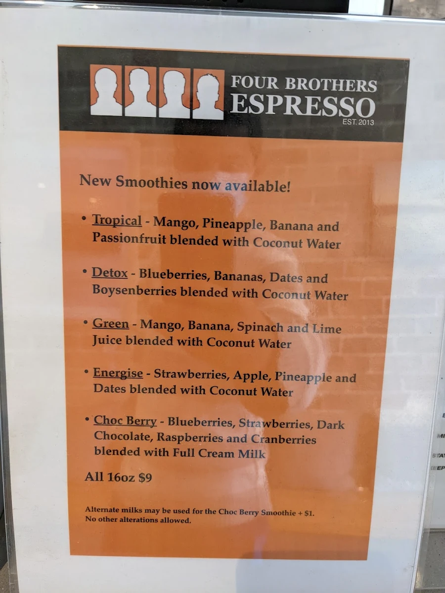 Menu, Four Brothers Espresso