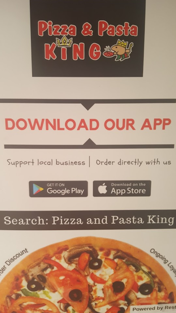 Menu, Pizza & Pasta King