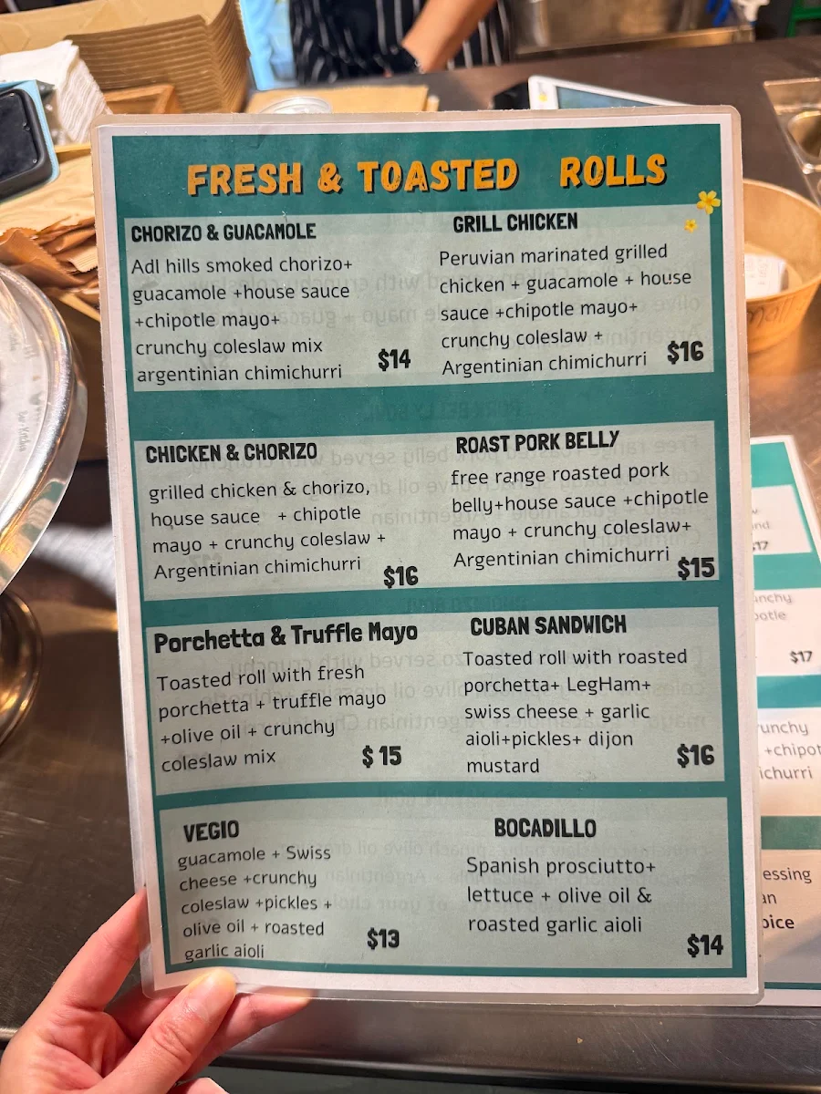 Menu, Cumbia Bar Kitchen