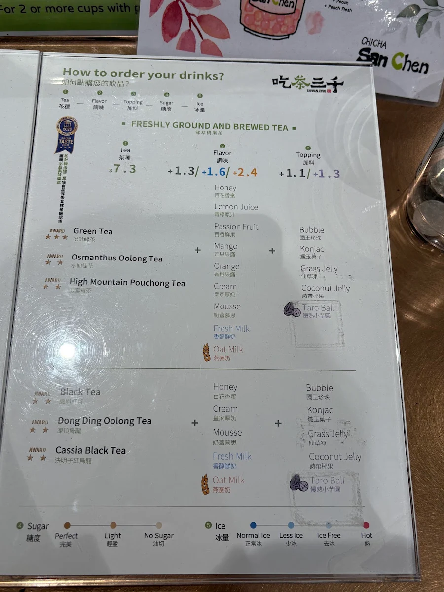 Menu, CHICHA San Chen Rhodes