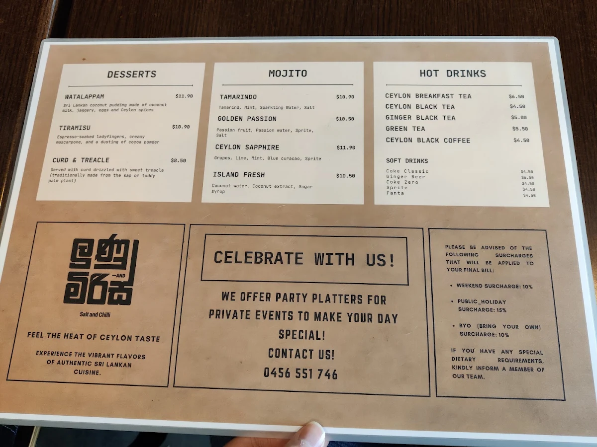 Menu, Salt & Chilli Dosa & Biryani House