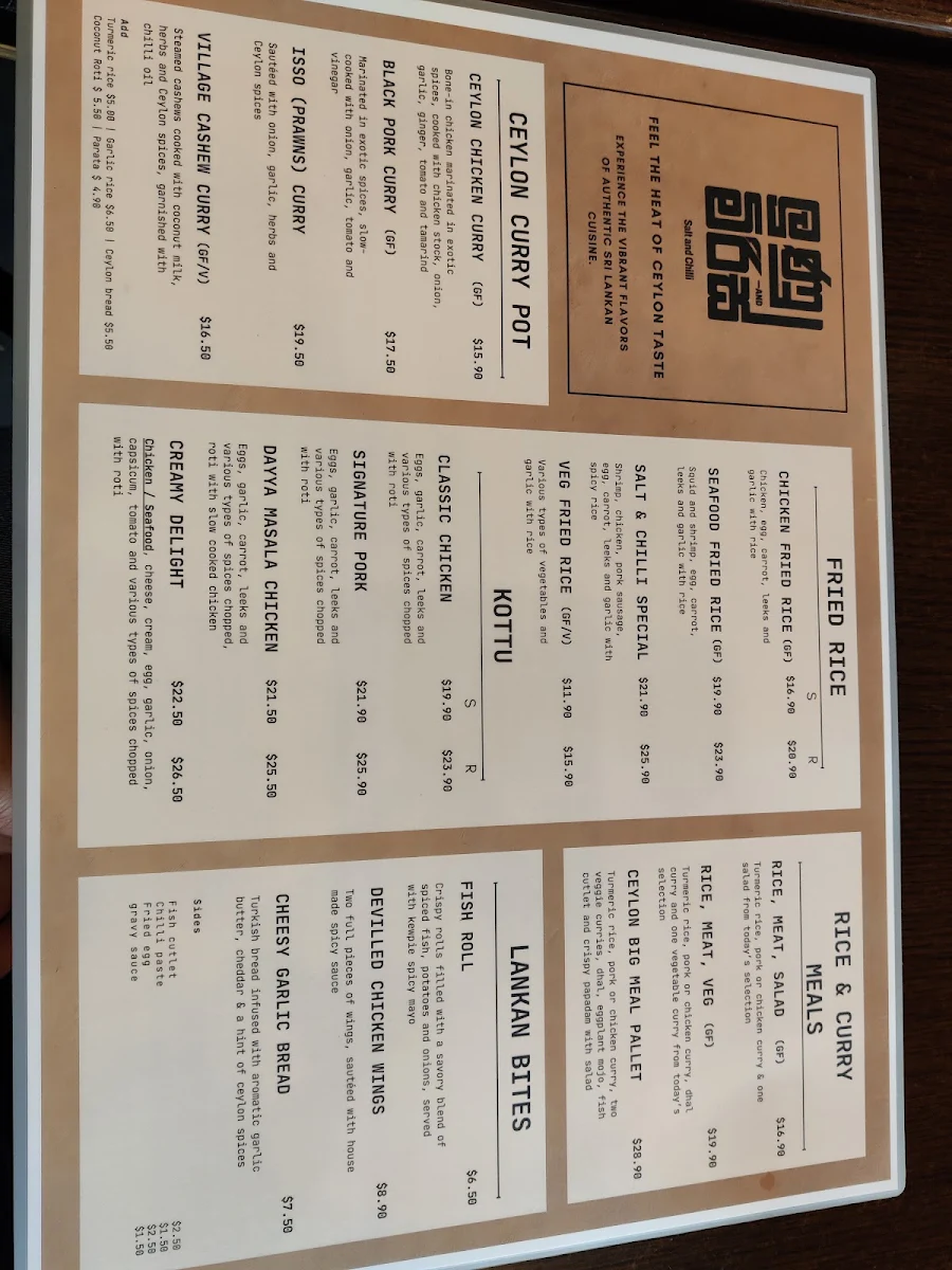Menu, Salt & Chilli Dosa & Biryani House